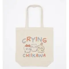 ちいかわ　トートバッグ　レトロ印刷風　CRYING ナチュラル　ハチワレ　うさぎ