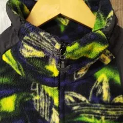 希少サイズ★アディダス　トレフォイルロゴ　総柄　ナイロン切替フリース　2XO