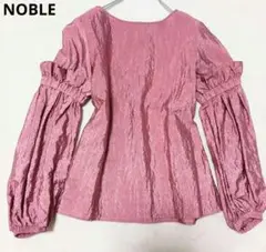 極美品 NOBLE ノーブル フリル付き 長袖ブラウス ピンク しわ加工 Lのサムネイル