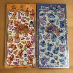スティッチ くまのプーさん プチドロップステッカー 2枚セット