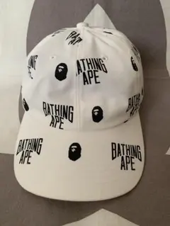 A BATHING APE ア ベイシング エイプモノグラムパネルキャップ総柄白