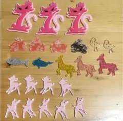 アクリルパーツ★動物セット★猫、うさぎ、鹿、馬、鳥など★23点セット★
