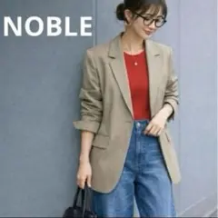 未使用級 NOBLE ウールポリエステル テーラードジャケット ベージュ 36