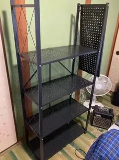 黒の5段折りたたみ式棚のサムネイル