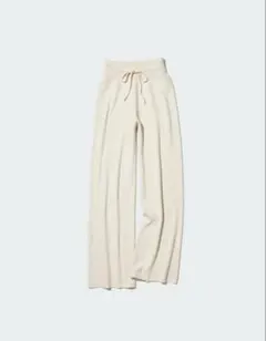 ユニクロ　ウォッシャブルニットリブパンツ L ナチュラル