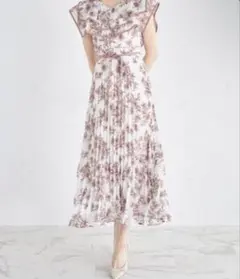 tocco closet フラワーアソートプリントビックカラープリーツワンピース