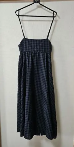 キャミワンピース ネイビーとグレーのチェック柄