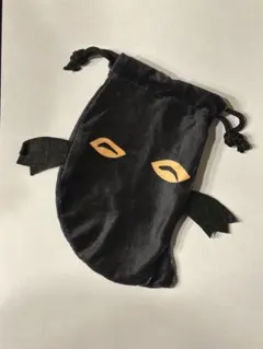 めがねうさぎ　フェイス巾着ポーチ　くろいおばけ