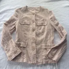 Max Mara 白タグ リネン100 ノーカラージャケット サイズM相当のサムネイル