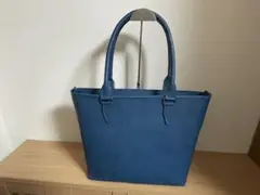 065.トートバッグ ブルー 牛革 A4サイズ ハンドメイド