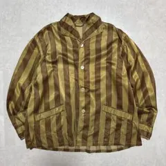 50s 60s サテン パジャマシャツ 長袖シャツ vintage ストライプ