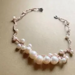 淡水パールシルクコード 編み込みネックレス