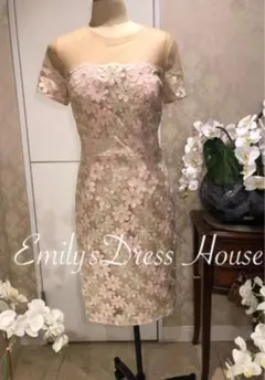 今年新作　総レース刺繍膝丈ワンピース　披露宴ステージ二次会演奏会ステージ　食事会