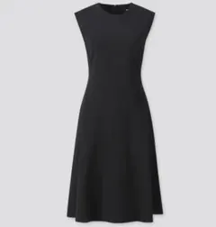 ユニクロ　UNIQLO ポンチワンピース　ノースリーブ　黒のサムネイル