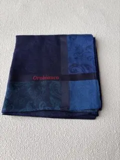 オロビアンコ ハンカチーフ ペイズリー柄 ネイビー ブルー ロゴ刺繍のサムネイル