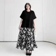 大きいサイズ レディース ロング　ワンピース　春夏 秋 新品 半袖　花柄