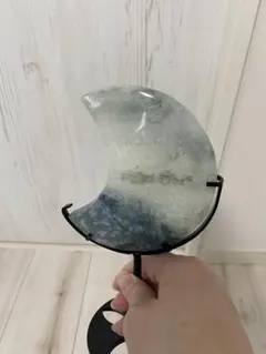 三日月型置物 モスアゲート