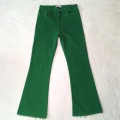 ZARA グリーン ブーツカットデニム ザラ　フレアパンツ 34カラーデニム