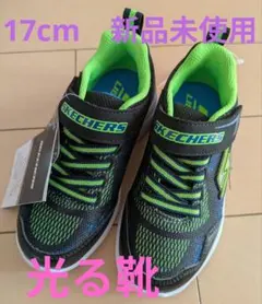 SKECHERS スニーカー ブラック/グリーン 17.0cm