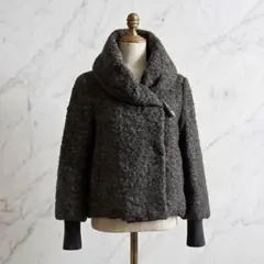 untitled ウール系ダークグレー ボアジャケット　モコモコのサムネイル
