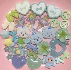 No.349 デコレーションパーツ　デコパーツ　まとめ売り　リボンハート