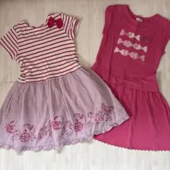 メゾピアノ　半袖ワンピース　2枚セット 130 ピンク