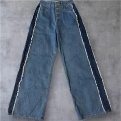 美品EVDIS ハイウエスト ワイドレッグデニム