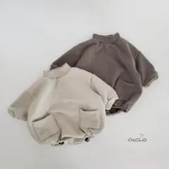 裏起毛ベーグルスウェットロンパース　anggo 裏起毛ロンパース 冬 暖かい