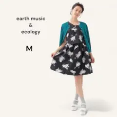 アースミュージック ドッキングワンピース 半袖 ネイビー フラワープリント M