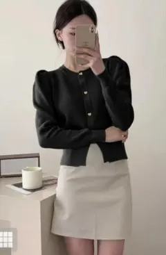 ハートボタンニットカーディガン　at2099