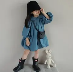 【トレンドアイテム☆】子供用 ワンピース 半袖 青 ブルー バルーン 可愛い