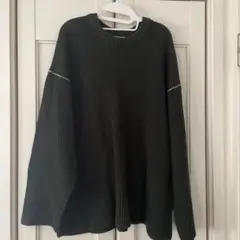 大幅値下げ　最終価格　ダークグリーン ワッフル編み 長袖セーター　レディース　M