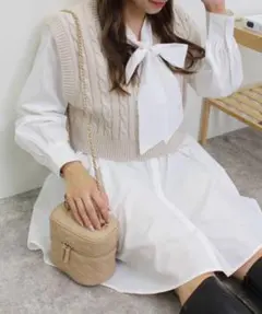 INGNI ベスト付きシャツワンピース