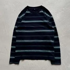 old uniqlo border l/s ボーダー ロンt ネイビー 緑
