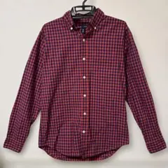 GAP 長袖シャツ XS ギンガムチェック 赤ネイビー 綿100 コットンシャツ