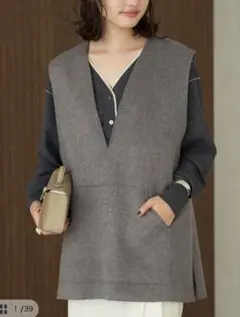 値下げ！【美品】plage／グレー ノースリーブベスト 一 番 安いファッション - 値下げ！【美品】plage／グレー