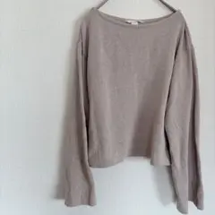 H &M【XS】ベージュ長袖ニット オーバーサイズ　ショート丈