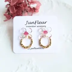 【感謝価格】『7月誕生石』ルビーのお花の耳飾り(リング)