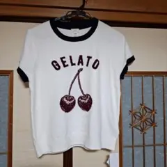 タグ付き新品gelato pique チェリー柄 半袖ニット