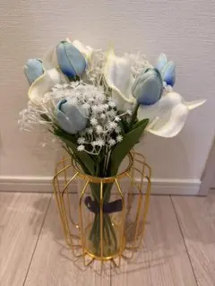 ホワイト 白 ブルー ウェディングブーケ クラッチブーケ ブライダル 結婚式