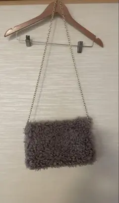 グレージュ プードルファー ショルダーバッグ