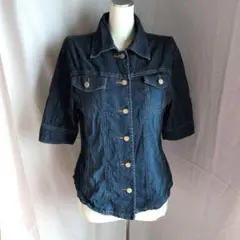 デニムジャケット 半袖 ジージャン M 古着 ストレッチデニム