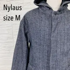 Nylaus ナイラス　ウール混　ヘリンボーン　ロングコート　メンズジャケットMのサムネイル