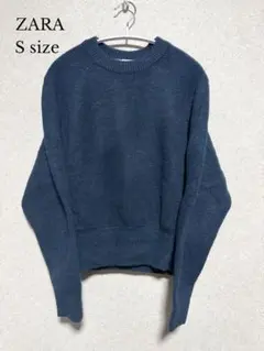 希少 美品 ZARA 完売品 ウール混ニット S ダークネイビー　秋冬春服