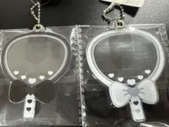 うちわ型フォトフレームキーホルダー ブラック ホワイトのサムネイル