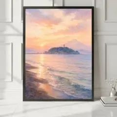 【日本の風景】　富士山と夕焼けの海岸　おしゃれ　ポスターA4