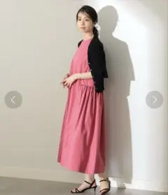 【新品】Demi-Luxe BEAMS ワンピース タフタ ギャザー ピンクのサムネイル