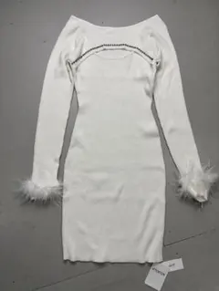 dazzy store ホワイト ニットドレス ビジュー ファー