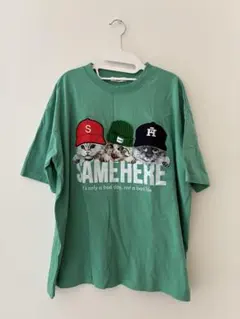 Tシャツ Y2K 猫 緑