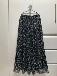 花柄プリーツ加工ロングスカート